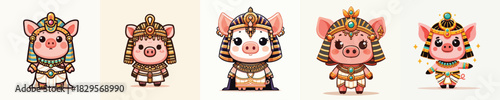 cute pig vector in Cleopatra costume