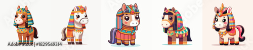 cute horse vector in cleopatra costume