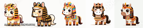 cute horse vector in cleopatra costume
