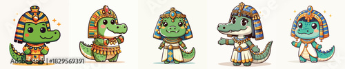 cute crocodile vector in cleopatra costume