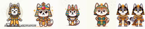 cute wolf vector in cleopatra costume