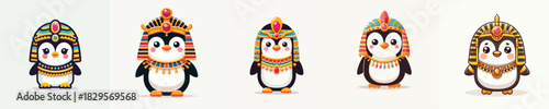 cute penguin vector in cleopatra costume