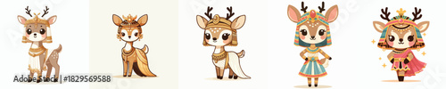 cute deer vector in cleopatra costume