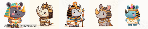 cute rhino vector in cleopatra costume