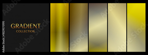 Metallic GRADIENT COLLECTION in gold and silver for luxury branding and design with copy space