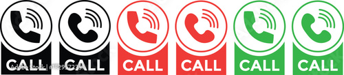 Call icon and phone icon. set of call button vector, emergency hotline icon on Transparent Background

