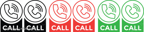 Call icon and phone icon. set of call button vector, emergency hotline icon on Transparent Background

