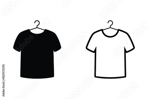 T-shirt on Hanger Silhouette and Outline - Apparel, Fashion & Clothing