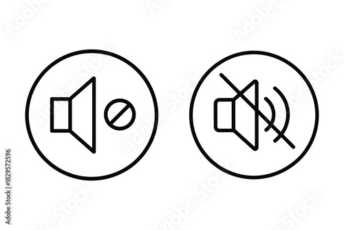 Mute and Volume Off Line Icons - Audio, Sound & Speaker Control