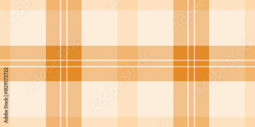 Luxurious seamless textile tartan, golf texture check pattern. Cotton plaid background vector fabric in orange and antique white colors.