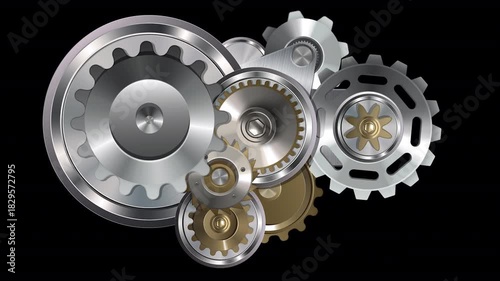 A steel mechanism in constant motion. You Can Place The Element On Any Background Or Picture.	
