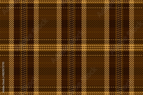 Fancy tartan pattern fabric, coloured texture background vector. Duvet cover check seamless textile plaid in orange and dark colors.