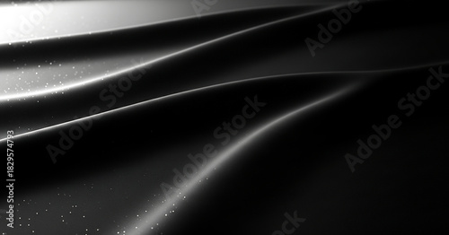 Luxurious Black Velvet Fabric with Soft, Flowing Folds and Subtle Light Highlights, Abstract Backgro