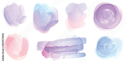 Soft pastel watercolor brush strokes and abstract washes design elements