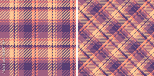 Seamless plaid vector of fabric check pattern with a textile tartan texture background. Set in popular colors. Fashion bandanas for a cool style.