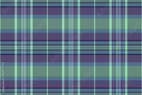 Design tartan seamless background, smooth check textile vector. Underwear texture pattern fabric plaid in indigo and green colors.