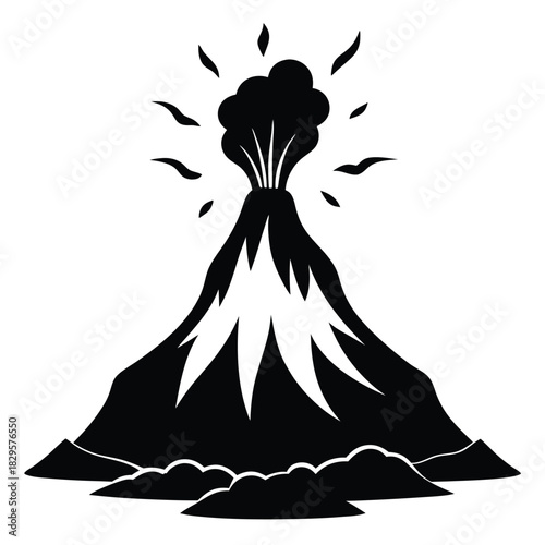 Black volcano erupts with smoke, showcasing a dynamic and potentially hazardous natural geological event