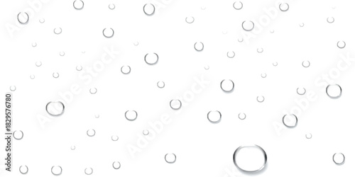 Clear water droplets and air bubbles texture on transparent background