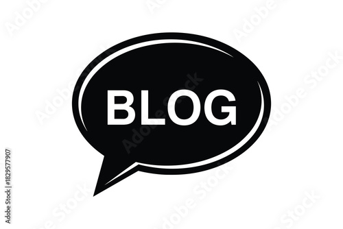 Blog speech bubble icon black and white vector illustration for online content and communication