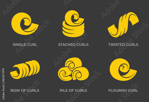 Set of butter curls and rolls depicting different serving styles and shapes ideal for culinary presentations