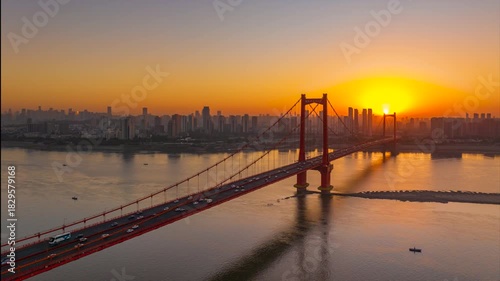 Wuhan city landmark skyline scenery