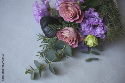 beautiful bouquet in purple colors