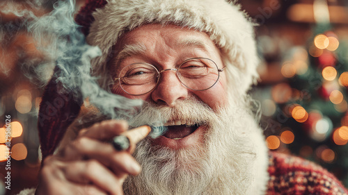 Santa Claus smoking weed joint