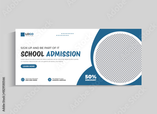 School Admission Enrollment Facebook Cover Banner Template