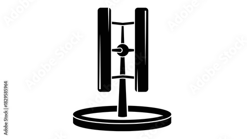 Black and white icon of a vertical axis wind turbine