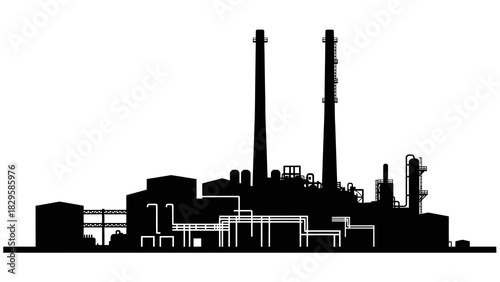 Silhouette of a large industrial factory or refinery