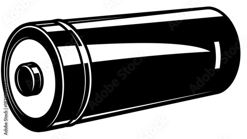 Black and white illustration of a single cylindrical battery