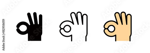 OK sign, hand icon representing YES or agreement