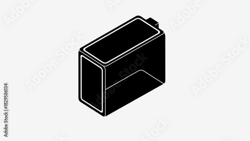 Black and white isometric icon representing a rectangular battery cell