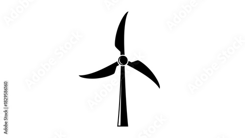 Simple black silhouette icon of a modern wind turbine