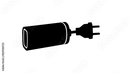 Silhouette of a black electronic device charger with a plug