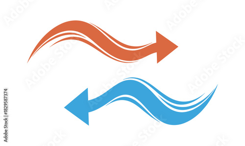 Two fluid arrow designs illustrating direction and flow with a wave like movement