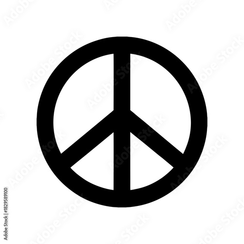 Classic peace symbol design in stark black and white for unity