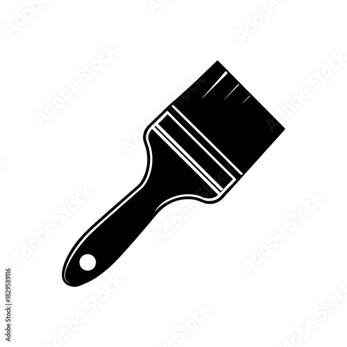 Simple black silhouette paintbrush icon on a clear background
