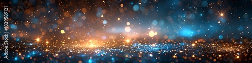 Panoramic View of Glowing Bokeh Lights in a Night Sky