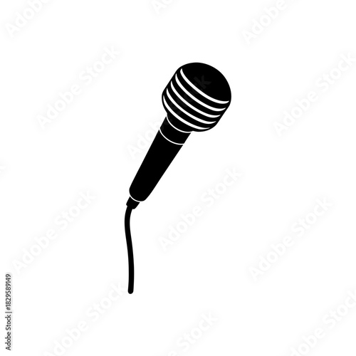 Simple dynamic handheld microphone silhouette with cable design