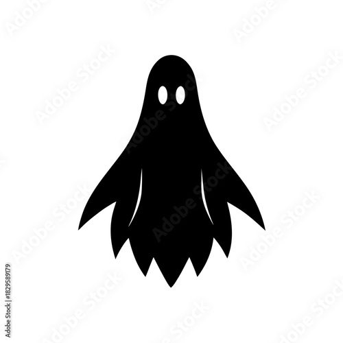 Spooky ghost icon illustration on white background for halloween