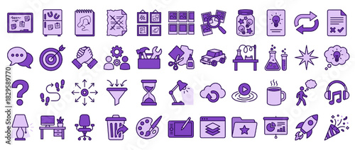 Office and productivity solid icon set. containing calendar, fol