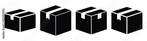 Set of vector inventory box icon. Business silhouette icons