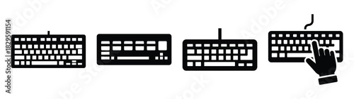 Set of vector keyboard input icon. Business silhouette icons