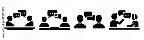 Set of vector negotiation talk icon. Business silhouette icons