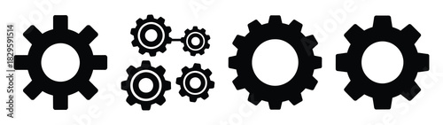 Set of vector productivity gear icon. Business silhouette icons