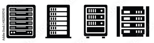 Set of vector server rack icon. Business silhouette icons