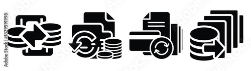 Set of vector subscription plan icon. Business silhouette icons