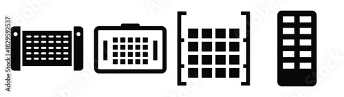 Set of vector blockchain ledger icon. Business silhouette icons