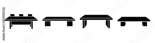 Set of vector boardroom table icon. Business silhouette icons